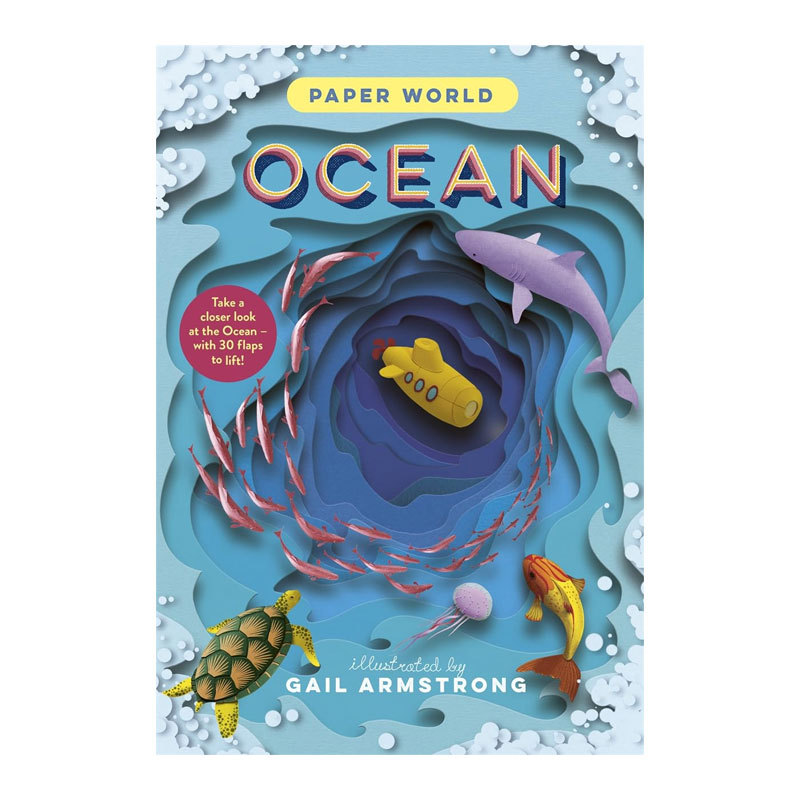 预售英文原版进口精装绘本 Paper World: Ocean 纸上世界:海洋 儿童科普百科趣味翻翻书 使用巧妙剪纸来揭示星球海洋的奇观 8-12岁