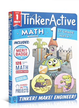 英文原版 小学生数学练习册Tinkeractive Wbs: 1st Grade Math 学生趣味英语辅导书一年级图画书亲子互动进口正版平装6-7岁