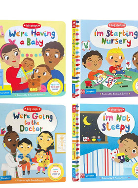 送音频 英文原版纸板书Big Steps系列【4册】 I'm Not Sleepy/ We're Having A Baby/I'm Starting Nursery幼儿生活好习惯养成