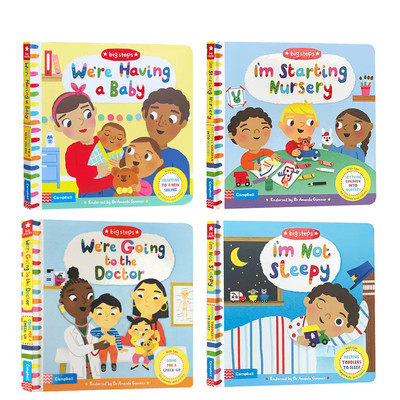 送音频 英文原版纸板书Big Steps系列【4册】 I'm Not Sleepy/ We're Having A Baby/I'm Starting Nursery幼儿生活好习惯养成
