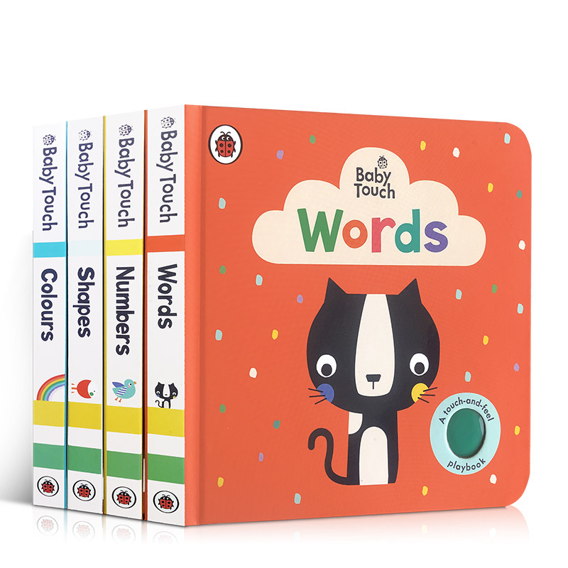 英文原版Baby Touch 触摸书4本 Baby Touch: Colours/Numbers/Shapes/Words 颜色/数字/形状/单词认知启蒙 可搭rainbow playbook