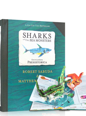 立体史前百科鲨鱼和海怪英文原版Encyclopedia Prehistorica Sharks and Other Sea Monsters立体折叠书 儿童启蒙精装图画绘本