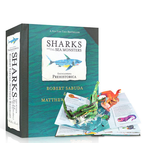 立体史前百科鲨鱼和海怪英文原版Encyclopedia Prehistorica Sharks and Other Sea Monsters立体折叠书 儿童启蒙精装图画绘本