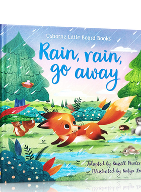 Rain, Rain Go Away 英文原版绘本纸板书撕不烂天气认知睡前故事童谣3-6岁儿童启蒙读物Usborne尤斯伯恩Little Board Books系列