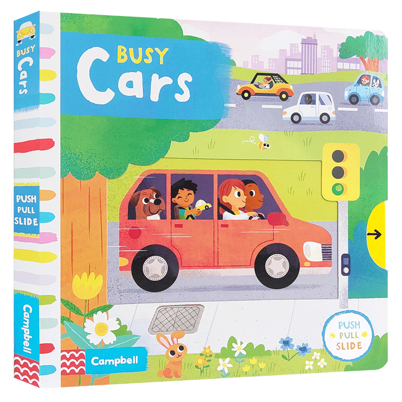 英文原版Busy book系列Cars忙碌的汽车宝宝启蒙认知手指机关推拉书绘本好习惯养成Fire Station/zoo公园Park机场Airport pets