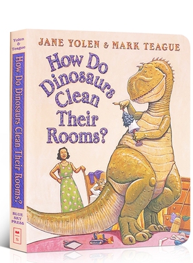 英文原版绘本 家有恐龙系列How Do Dinosaurs Clean Their Room恐龙是怎样整理他的房间的 儿童启蒙图画故事纸板书 Scholastic学乐