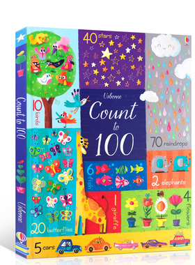 英文原版Count to 100数到一百数字认知Usborne尤斯伯恩正品出版图书幼儿数学认知启蒙早教书英语绘本 课外读物亲子互动教育故事书