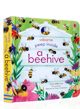 Usborne尤斯伯恩偷偷看里面系列蜂巢Peep Inside a Beehive英文原版儿童趣味科普纸板翻翻书亲子共读宝宝认知启蒙益智早教绘本
