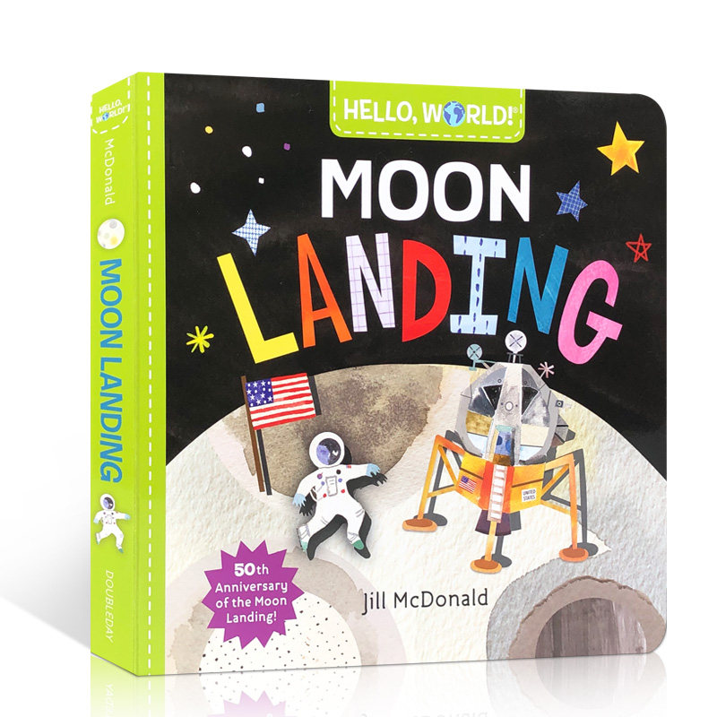 英文原版 Hello World Moon Landing 你好科学小世界登月儿童启蒙认知纸板书科普百科绘本宝宝撕不烂可搭solar system my body