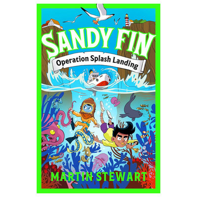 英文原版Sandy Fin: Operation Splash Landing水花降落行动海洋探险冒险故事搞笑冒险 黑白插图 海洋探险平装小说10-14岁