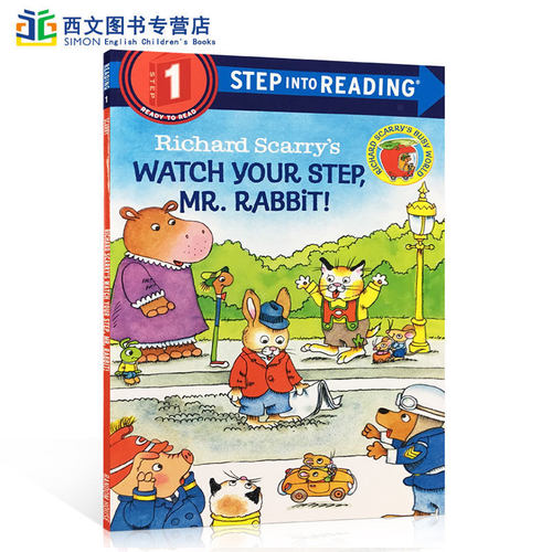 预售送音频英文原版绘本step into reading Level 1 Richard Scarry's Watch Your Step, Mr. Rabbit!4 - 6岁儿童兰登书屋分级阅读