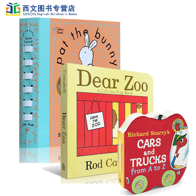 【送音频】英文原版Dear zoo神奇的动物园吴敏兰From A To Z斯凯瑞童书-字母小车单词学习词典Pat The Bunny拍拍小兔子触摸书