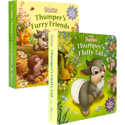 英文原版 Disney Bunnies: Thumper's Furry Friends 迪士尼兔女郎 系列2本 2-6岁儿童宝宝迪士尼阅读故事触觉书纸板书