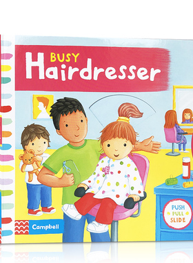 Busy book系列Hairdresser繁忙忙碌的理发店宝宝启蒙认知手指操作机关推拉书绘本好习惯养成Fire Station/zoo公园Park机场Airport