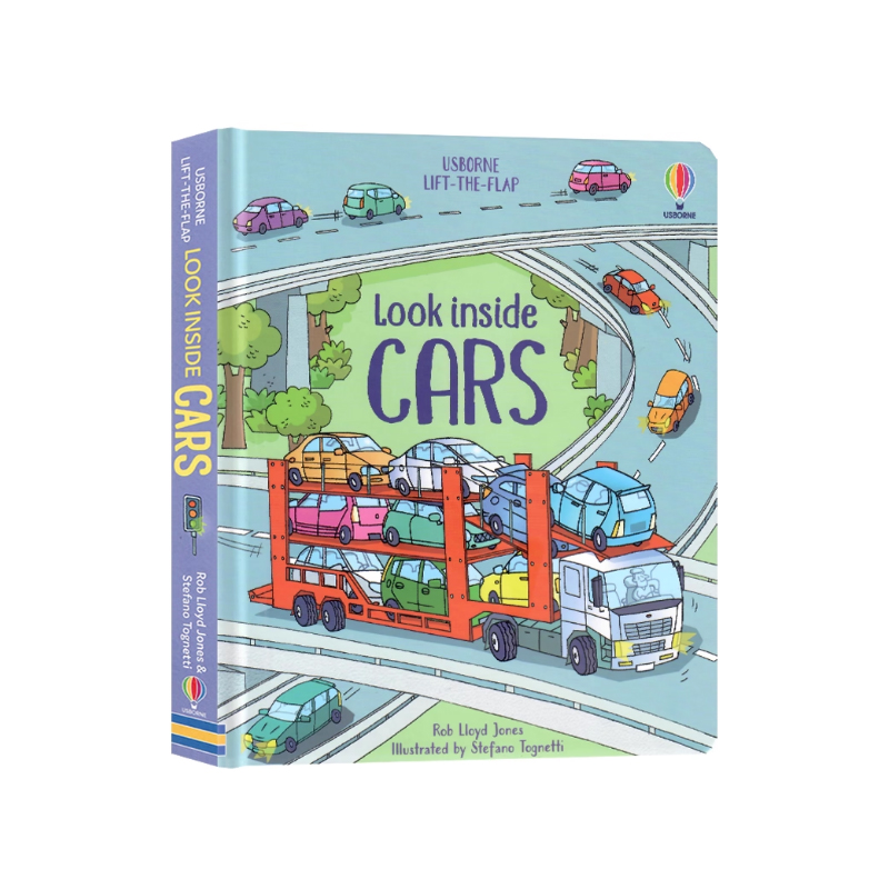 英文原版 Look Inside Cars 酷炫的车子 Usborne 揭秘偷偷看里面系列 纸板翻翻书