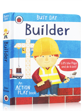 英文原版绘本Busy Day: Builder建筑工人 低幼儿童英语启蒙认知机关操作纸板游戏书锻炼手指灵活亲子共读图画书亲子互动阅读早教书