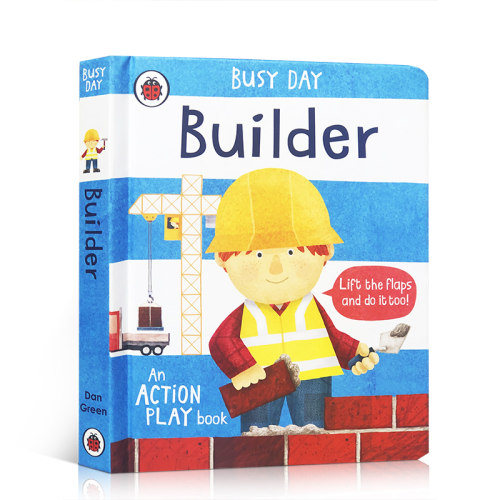英文原版绘本Busy Day: Builder建筑工人 低幼儿童英语启蒙认知机关操作纸板游戏书锻炼手指灵活亲子共读图画书亲子互动阅读早教书