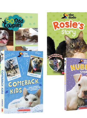 英文原版绘本The Dodo猫狗宠物温馨陪伴故事章节书 系列4本 50 Odd Couples/Nubby's Story/Rosie's Story/ Comeback Kids3故事