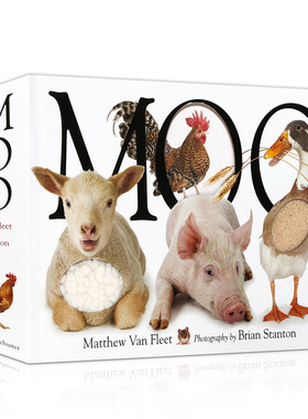 触摸操作抽拉书moo cat dog哞哞叫农场动物猫狗Matthew Van Fleet儿童启蒙认知玩具英文原版进口趣味认知亲子互动游戏书moocatdog