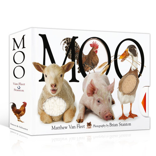 触摸操作抽拉书moo cat dog哞哞叫农场动物猫狗Matthew Van Fleet儿童启蒙认知玩具英文原版进口趣味认知亲子互动游戏书moocatdog