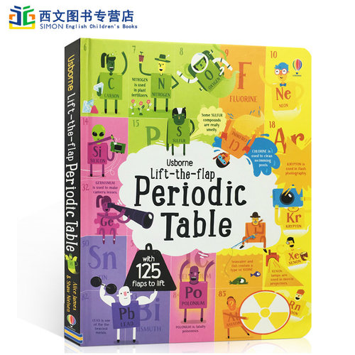 英文原版 Lift the Flap Periodic Table元素周期表 Usborne出品科普认知翻翻书化学启蒙 大开本 丰富信息量