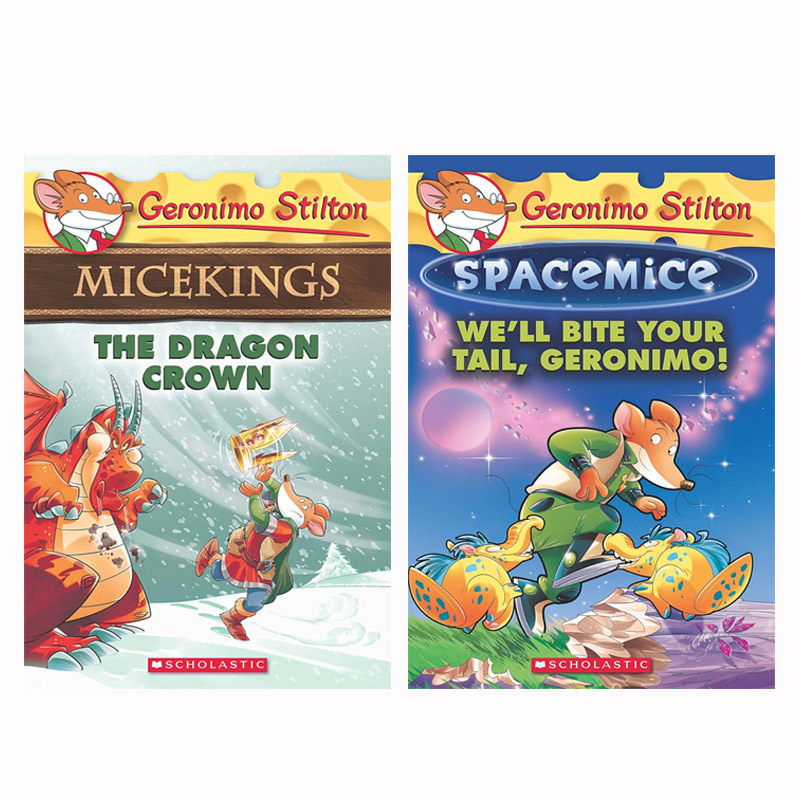 英文原版 GERONIMO STILTON SPACEMICE  老鼠记者太空 系列2本 7-12儿童科幻冒险青少年章节桥梁学生课外阅读全彩漫画书7-12岁