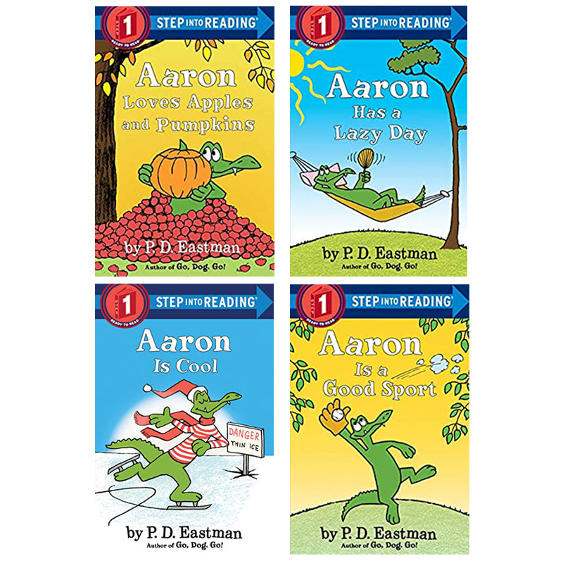 英文原版Aaron系列4册Has A Lazy Day/Is A Good Sport/Is Cool/Apples And Pumpkins 儿童英语课外阅读美国企鹅兰登经典分级读物