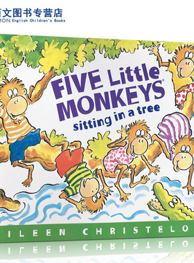 【送音频】英文原版绘本Five Little Monkeys Sitting in a Tree五只小猴坐在树上廖彩杏书单第十三周亲子睡前故事图画书2-6岁