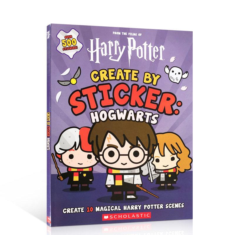英文原版Harry Potter: Create by Sticker: Hogwarts 哈利波特系列霍格沃兹学院贴纸书儿童趣味读物6-8-10岁学乐出版