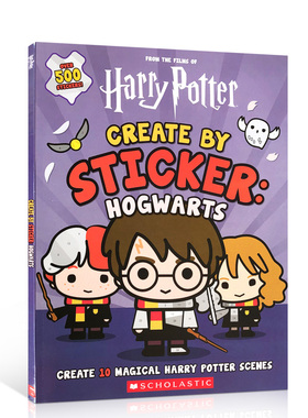 英文原版Harry Potter: Create by Sticker: Hogwarts 哈利波特系列霍格沃兹学院贴纸书儿童趣味读物6-8-10岁学乐出版