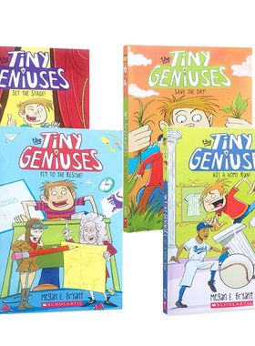 英文原版 学乐出版4册小天才Tiny Geniuses1-4 Fly to the Rescue/Set the Stage/Hit a Home Run/Save the Day章节桥梁书课外阅读