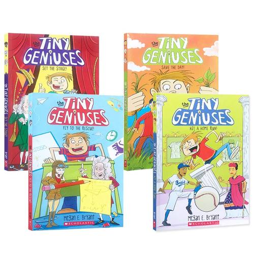 英文原版 学乐出版4册小天才Tiny Geniuses1-4 Fly to the Rescue/Set the Stage/Hit a Home Run/Save the Day章节桥梁书课外阅读