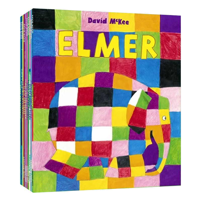 预售吴敏兰推荐经典绘本 Elmer 10 Book Pack 花格子大象艾玛10册套装 儿童阅读英语启蒙 在故事中找到真实的自己 David McKee作