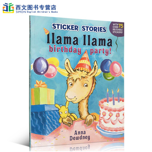 平装 内附贴纸 羊驼生日派对 幼儿启蒙认知英文原版 绘本 Dewdney Party Anna 大开本 Llama 亲子读物 Birthday
