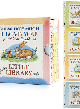 预售口袋书猜猜我有多爱你手掌书盒装4册春夏秋冬Guess How Much I Love You Little Library英文原版廖彩杏书单儿童启蒙绘本纸板
