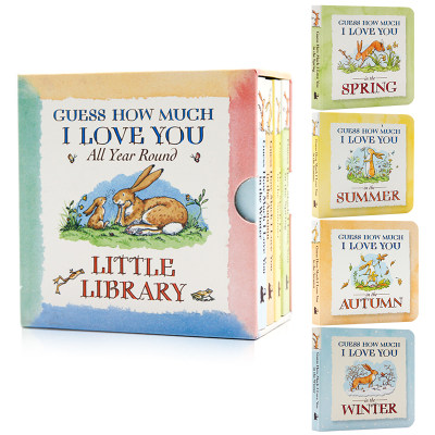 口袋书猜猜我有多爱你手掌书盒装4册春夏秋冬Guess How Much I Love You Little Library英文原版廖彩杏书单儿童启蒙绘本纸板