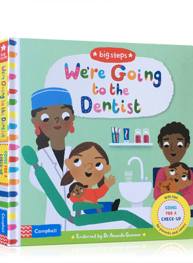 英文原版绘本We're Going to the Dentist Big Steps系列 大步向前看牙医  -6岁幼儿启蒙早教生活习惯培养 儿童纸板翻翻操作书