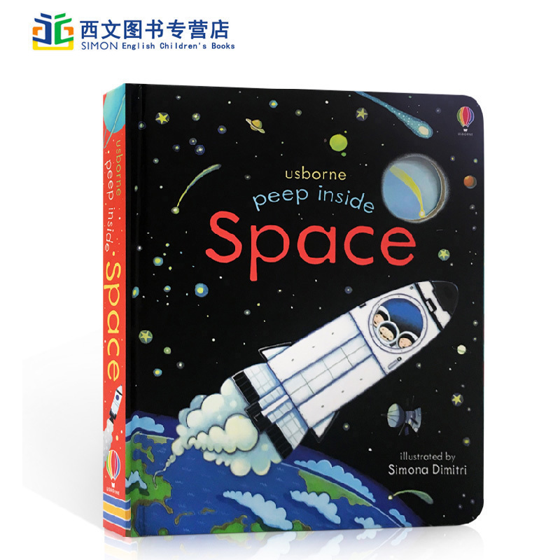 usborne 原版英文 Usborne Peep Inside Space 偷偷看里面系列 太空  科普 洞洞 纸板书 翻翻书 儿童早教英语绘本启蒙