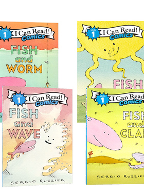 英文原版绘本ICR Comics L1 Fish And Sun/Fish and Worm/ Fish and Wave/ Fish and Clam顺应自然正视自我 系列4本