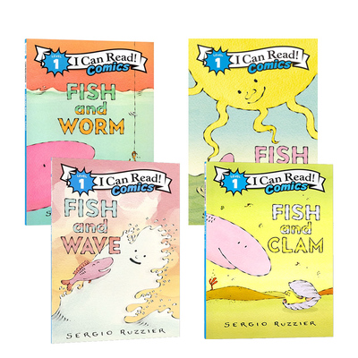 英文原版绘本ICR Comics L1 Fish And Sun/Fish and Worm/ Fish and Wave/ Fish and Clam顺应自然正视自我 系列4本