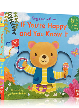英文原版绘本Sing Along with Me: If You’re Happy and You Know it 经典童谣纸板机关操作书 低幼早教趣味玩具书