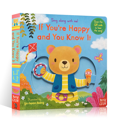英文原版绘本Sing Along with Me: If You’re Happy and You Know it 经典童谣纸板机关操作书 低幼早教趣味玩具书
