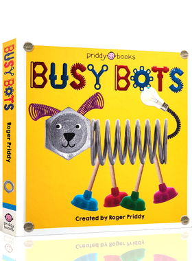 英文原版 Busybots忙碌的机器人 低幼儿童英语启蒙认知绘本亲子互动宝宝早教图画书撕不烂纸板书正版进口读物童书Roger Priddy绘