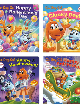 英文原版Go, Dog. Go动画快乐系列4册 Happy Howl-oween万圣节快乐幼儿童英语启蒙认知绘本 宝宝节日认知撕不烂纸板书兰登书屋出版