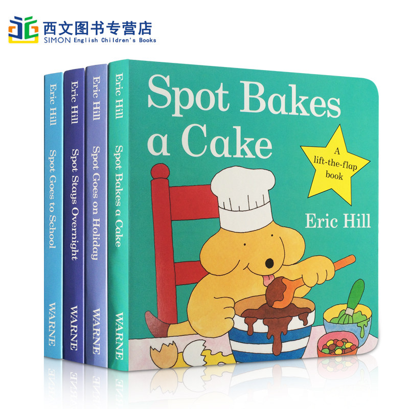 送音频英文原版wheres spot系列4本小玻翻翻纸板书stays overnight