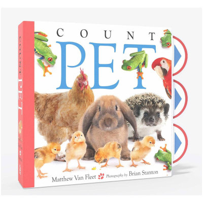 英文原版Matthew Van Fleet Pets: Count Pet宠物数数互动感官体验押韵图书互动机关 手脑并用 基础概念精装抽拉机关书2-6岁