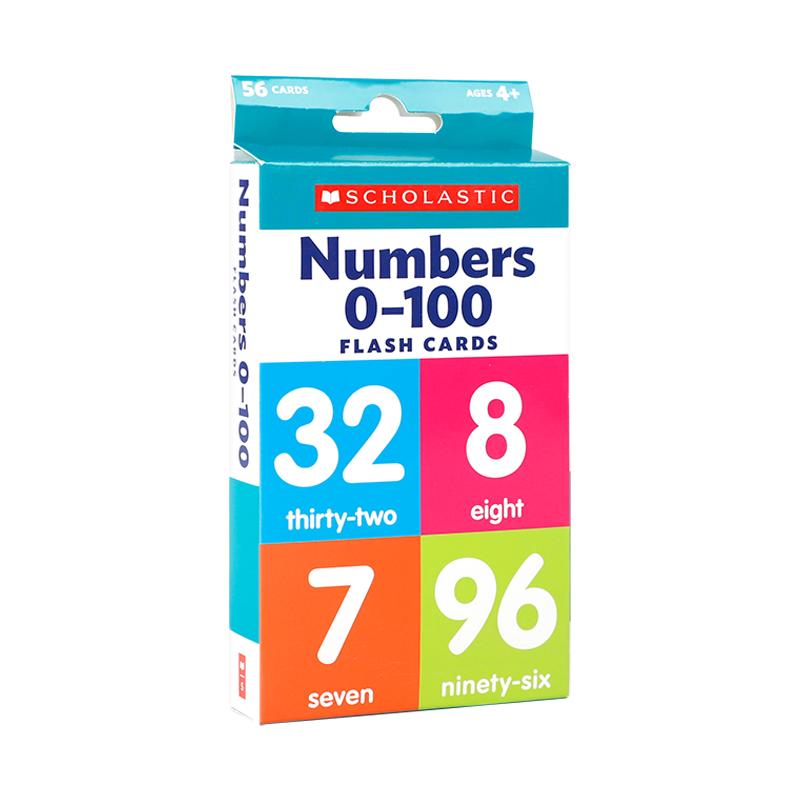 英文原版Flash Cards: Numbers 0-100数字卡片 scholastic学乐出版3-5岁低幼儿童启蒙早教书 彩色卡片 儿童早教字卡闪卡