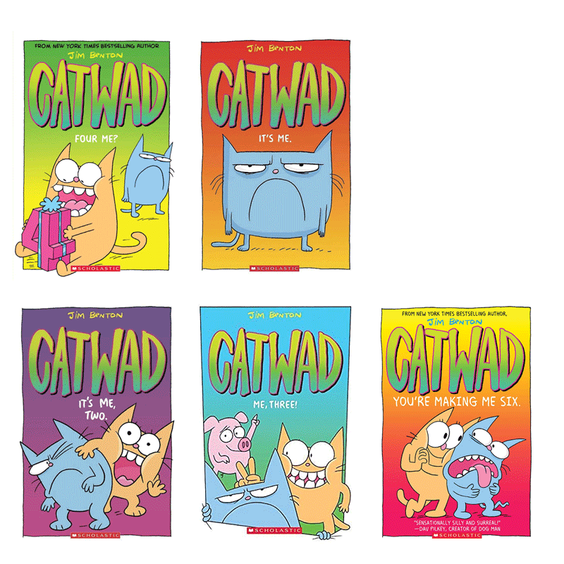 送音频英文原版蓝猫凯特Catwad It's Me/It's Me, Two/Me, Three!/Four Me?鬼马喜猫是我系列6本课外阅读幽默桥梁漫画英语