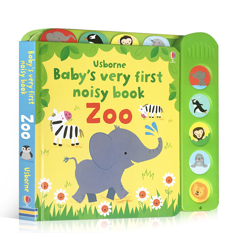 Usborne宝宝的首本发声书动物园Baby's Very First Noisy Book Zoo英文原版绘本闹闹有声书触摸发声书聆听各种声音低幼启蒙