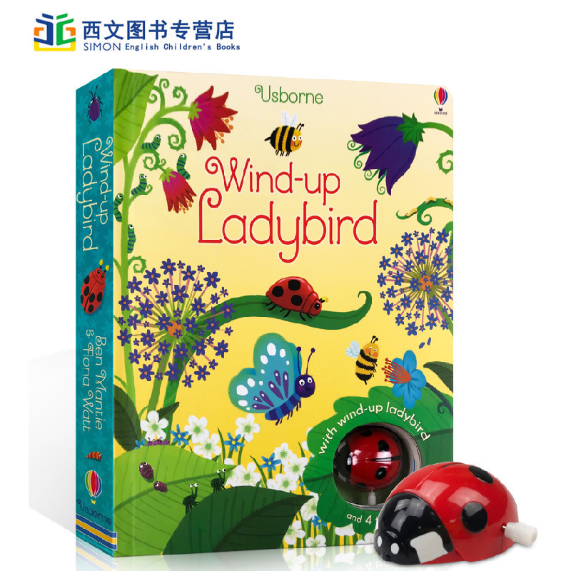 Usborne英文原版 Wind-up Ladybird七星瓢虫轨道书扭动发条儿童游戏玩具纸板书附玩具精装大开本启蒙早教英语学习图画书